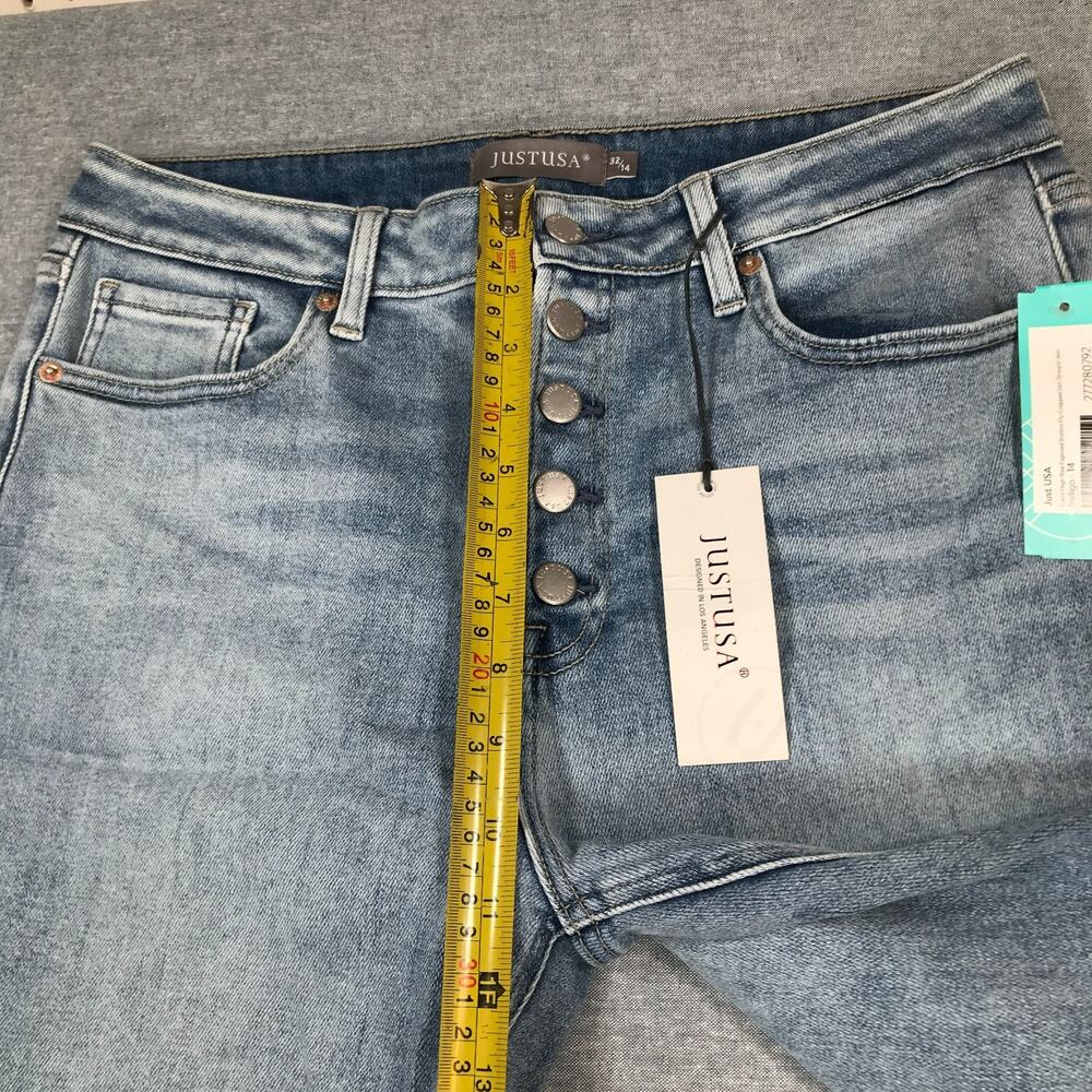 Just USA 32/14 Blue Jeans Carol High Rise Button Fly Cropped Slim Straight NWT L - Picture 9 of 10